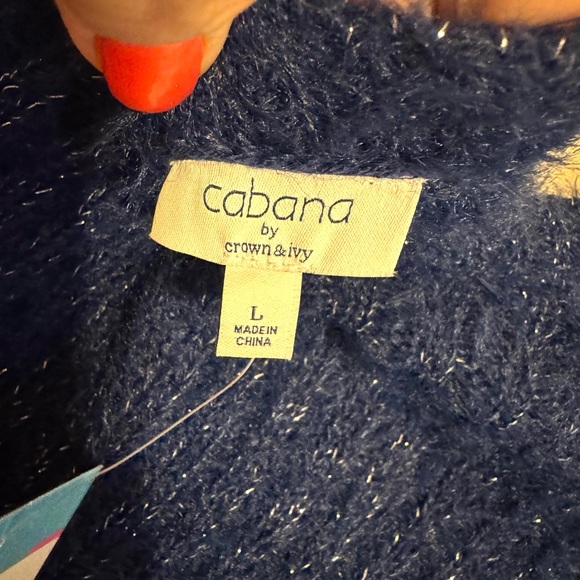 NWT Blue Fuzzy Crew Neck Sweater  LARGE      #1 - Picture 6 of 8